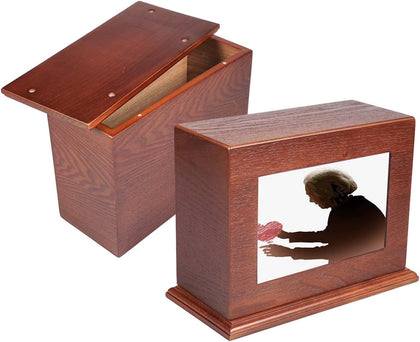 Cremation Urns for Human Ashes Adult Male Female, Wooden Photo Frame Urns Box and Casket for Ashes Men Women Child