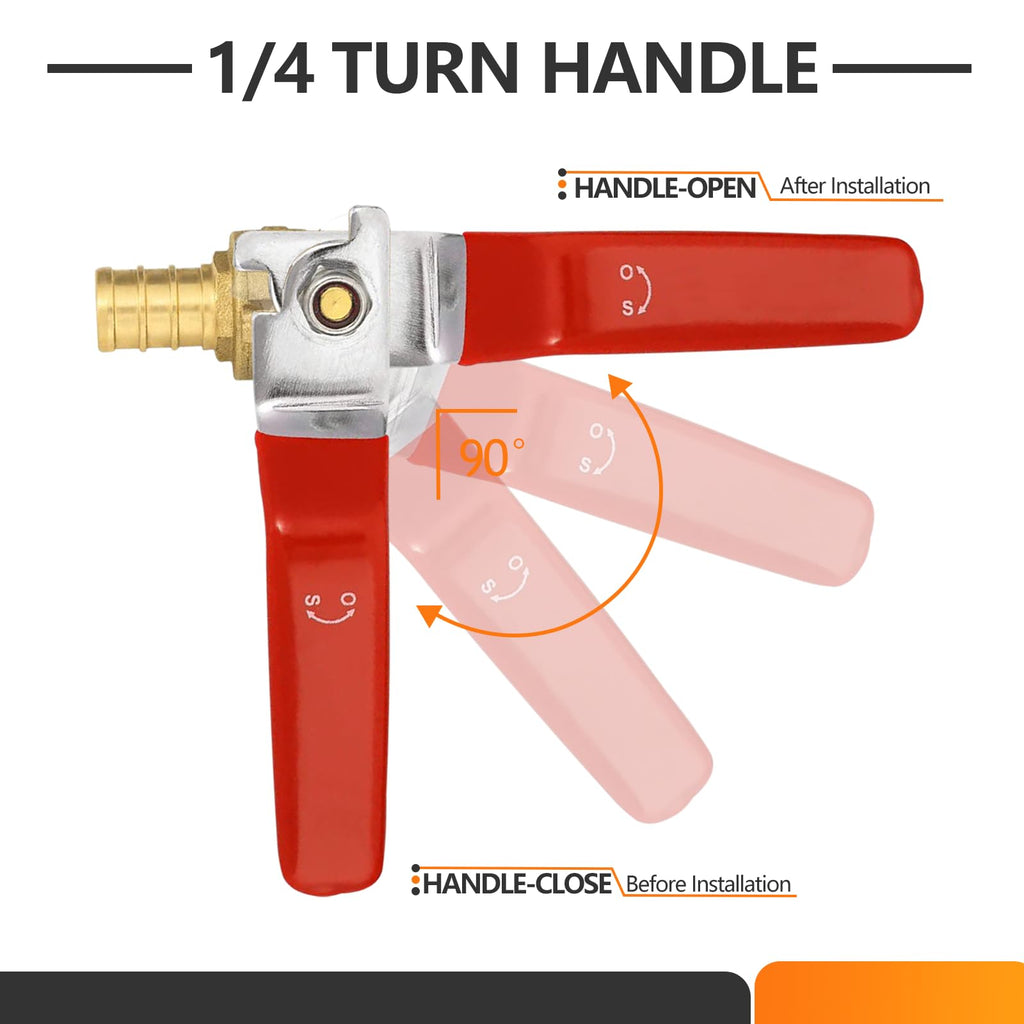 20PC HeSun 1/2" Brass Crimp PEX Ball Valve(VALVE003-20)