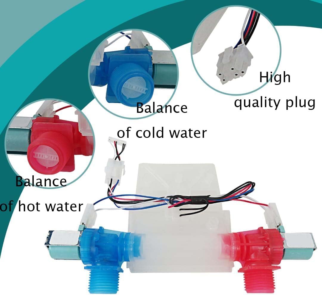 Whirlpool Washer Water Inlet Valve Replacement Water Inlet Valve, Compatible with WTW5000DW1, W11210463, W11210459, W11101906, W11038689, W10869799, WTW4816FW2, AP6329217, W10701459, W10838319