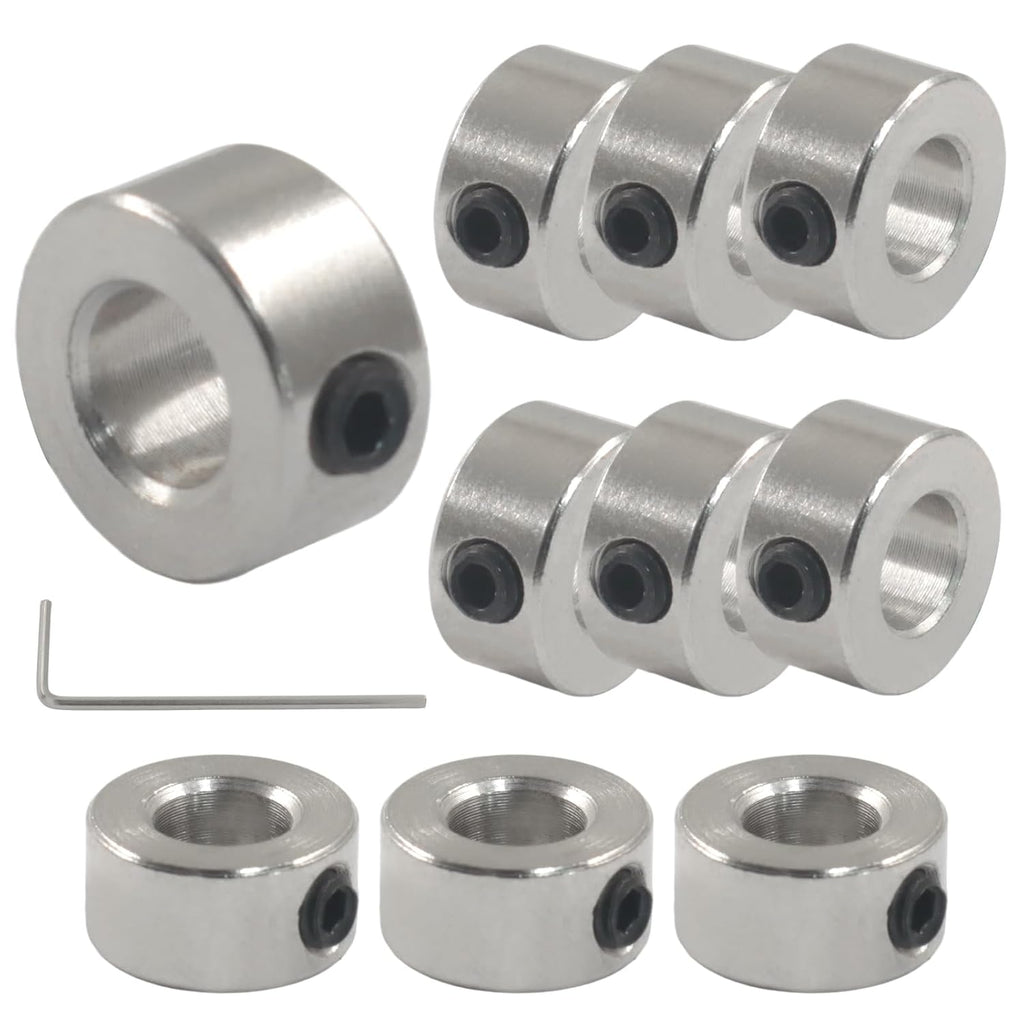 Bonsicoky Shaft Collars, 10 Pack, 5mm Bore, Aluminum, Silver