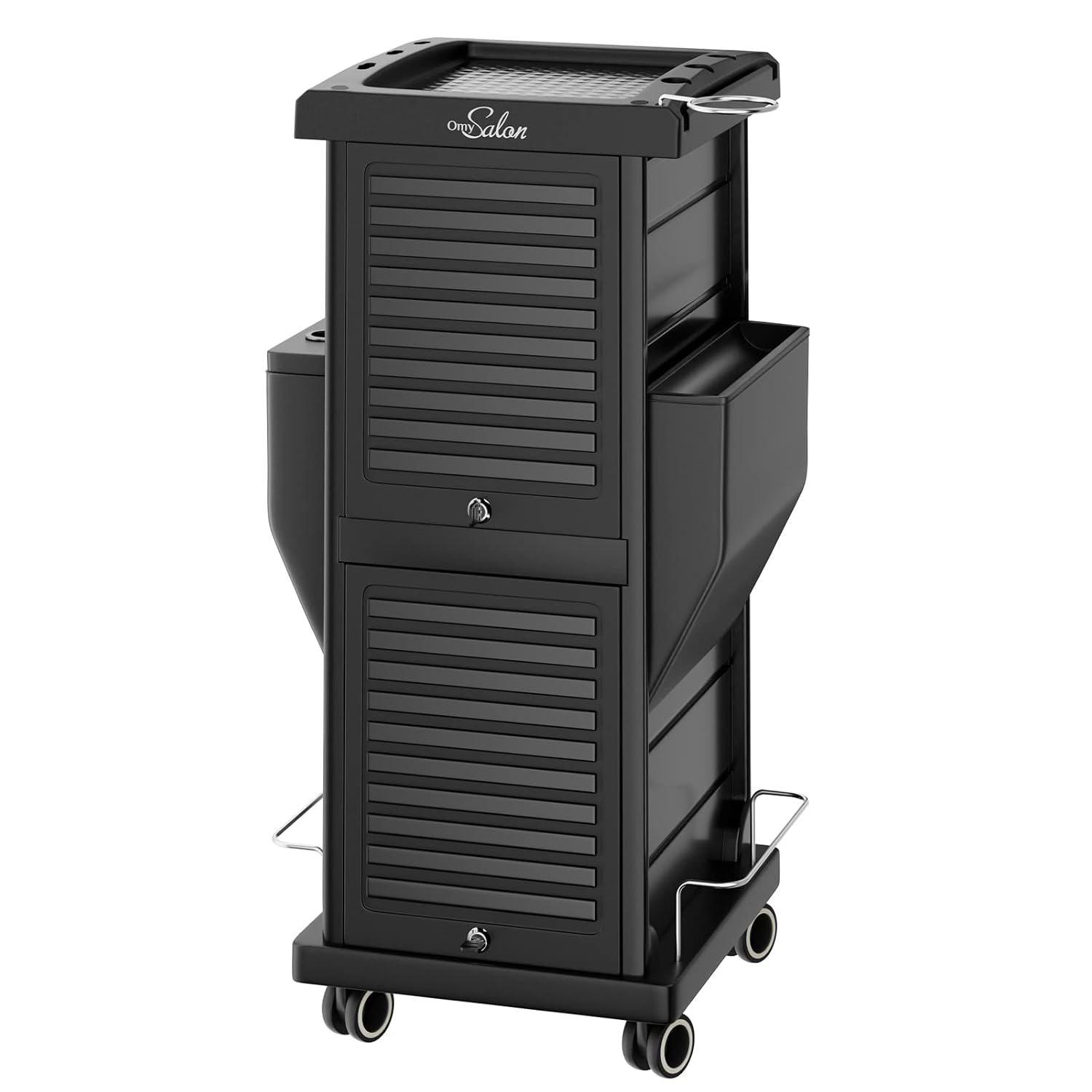 Salon Trolley with Lock 6 Drawers, Hot Tools Holder, Hair Cart Organizer w/Wheels, Salon Rolling Cart for Barber