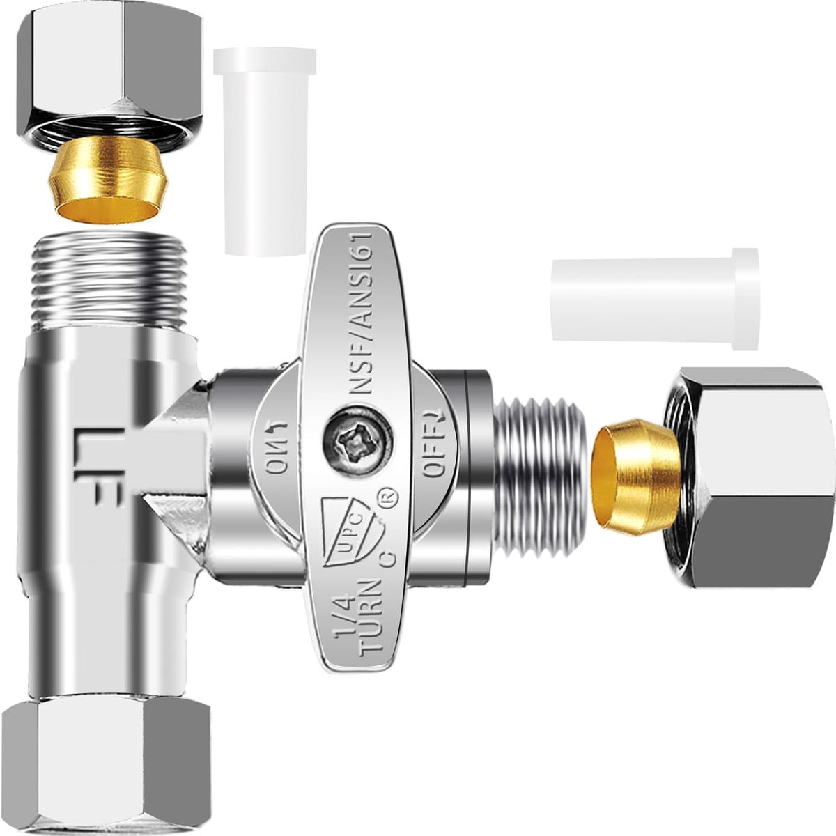 Tee Stop Valve - 3/8"Compx3/8"Compx3/8"Comp Brass Tee for Faucet,Dishwasher