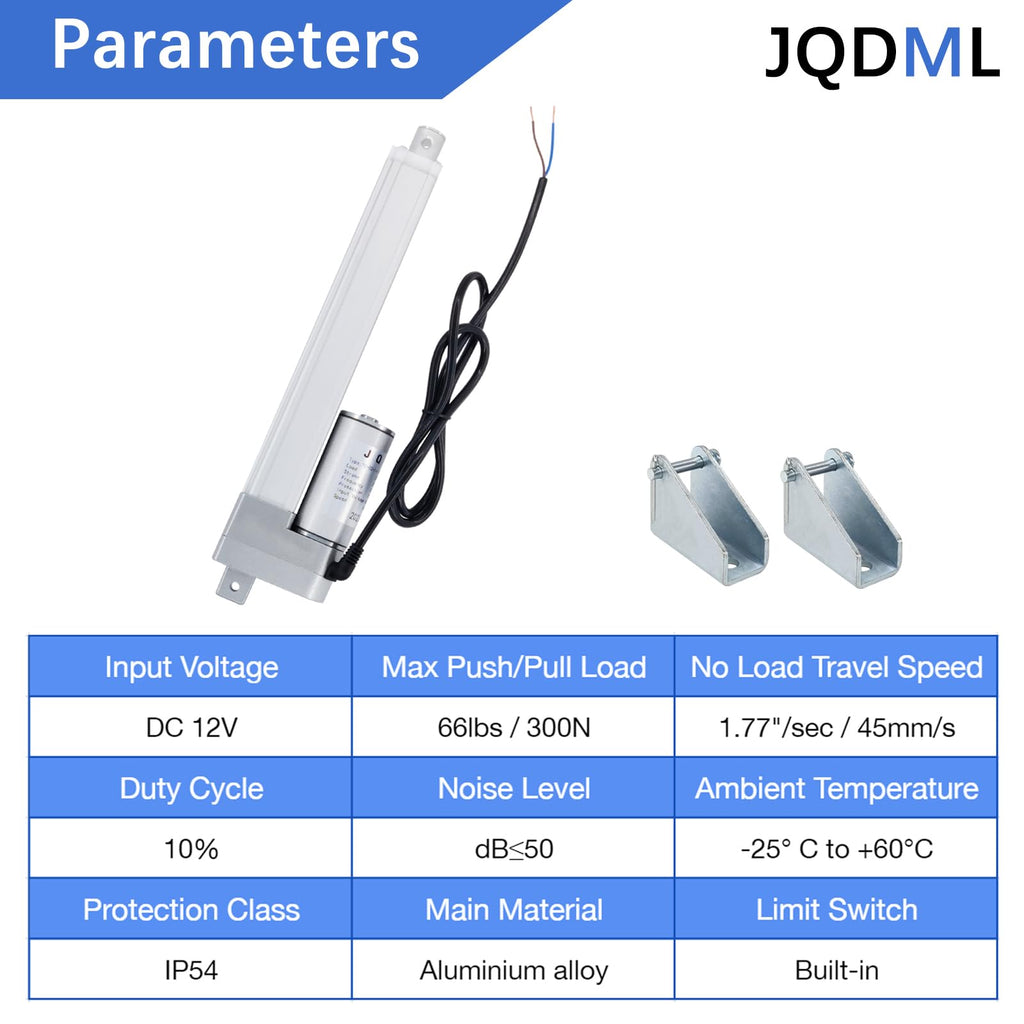 JQDML 12V High Speed Linear Actuator 66lbs - 32 Inch Stroke IP54 Waterproof