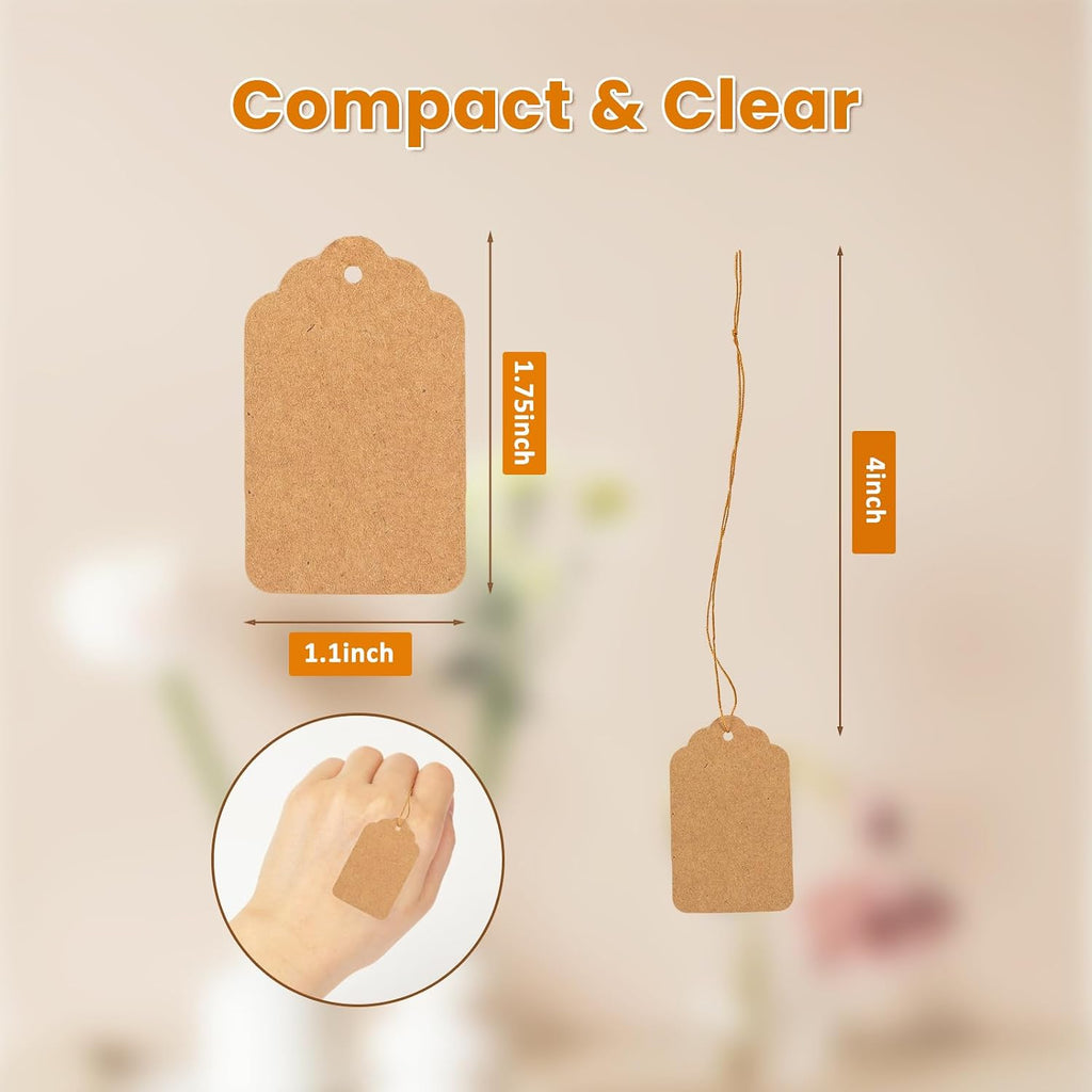 1.75x1.1 Inches Brown Price Tags with String 1000 Pack