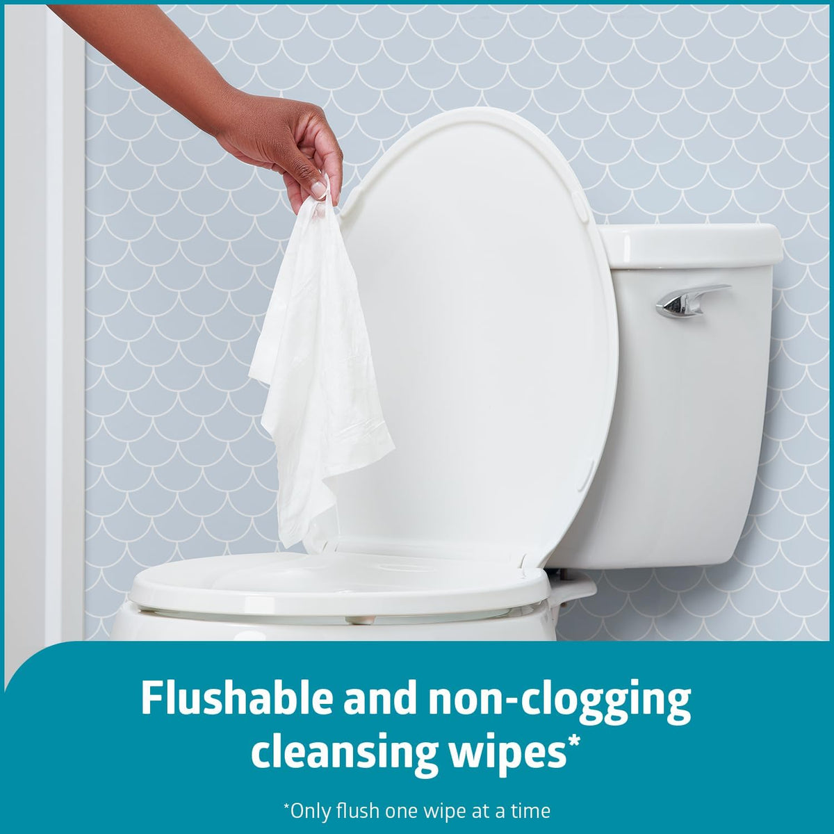 ReadyFlush SELECT Flushable Wipes, 576 Wipes (48 Wipes, 12 Packs), Unscented, Biodegradable Flushable Incontinence
