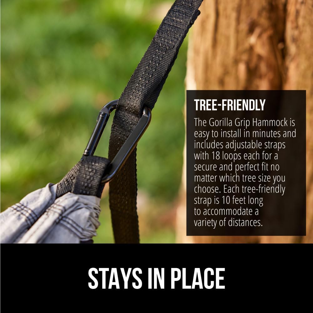 Durable Camping Hammock with Heavy Duty Tree Straps, Portable Hammocks for Outside, Easy to Use Travel Swing Chair