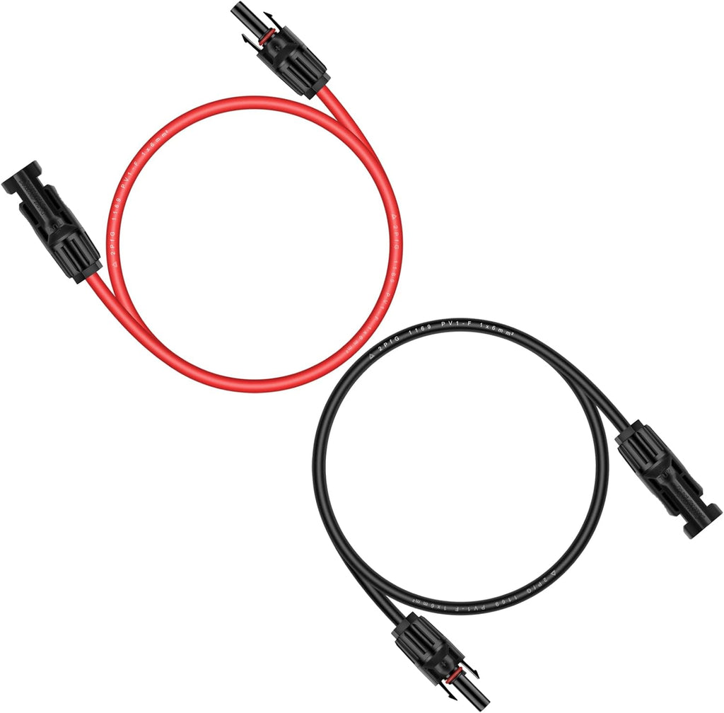 3 Feet 10AWG (6mm²) Solar Extension Cable, 1500V DC PV Wire | Tinned Copper PV Wire, 1500V DC, TUV-Certified, UV