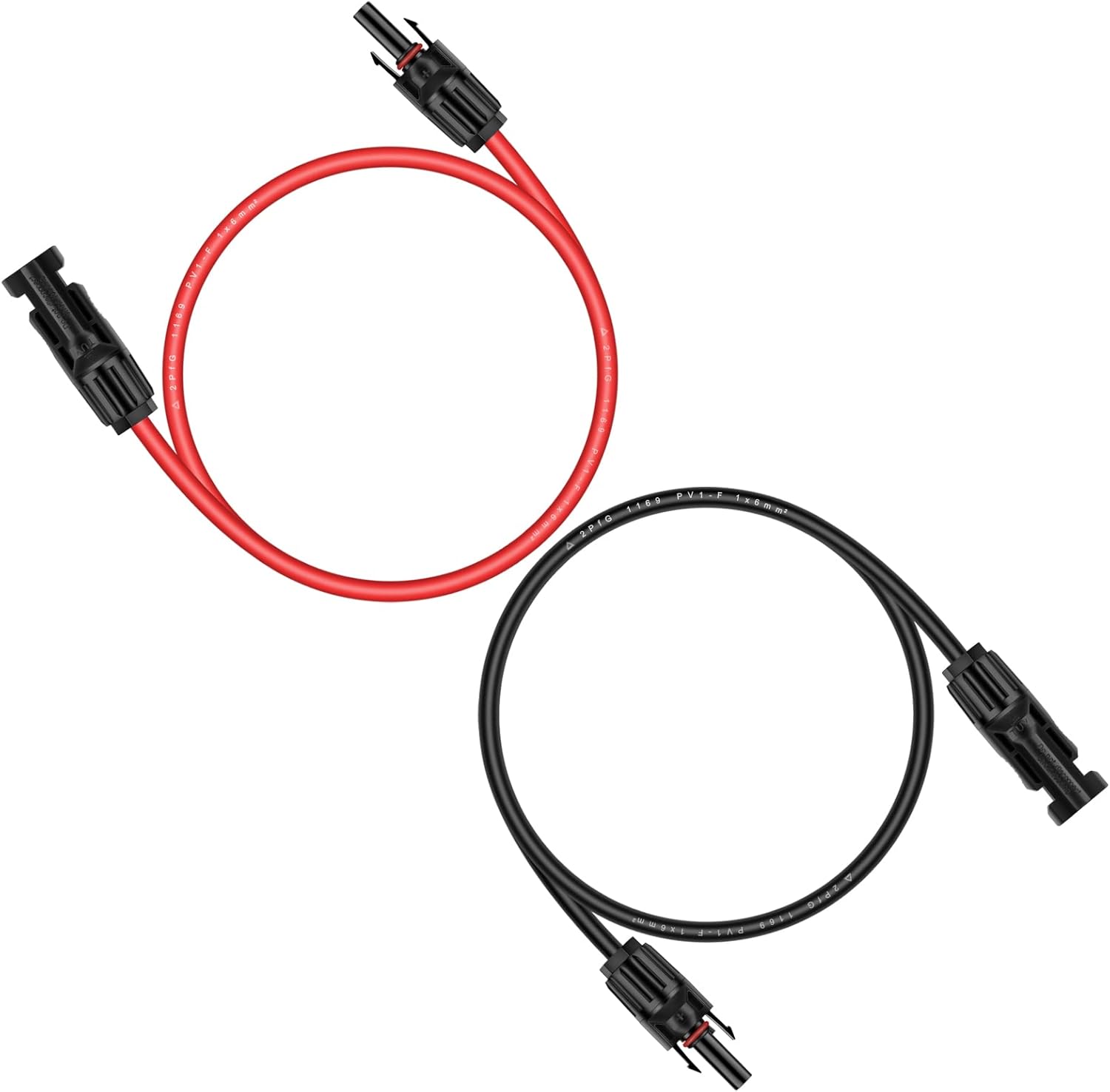3 Feet 10AWG (6mm²) Solar Extension Cable, 1500V DC PV Wire | Tinned Copper PV Wire, 1500V DC, TUV-Certified, UV