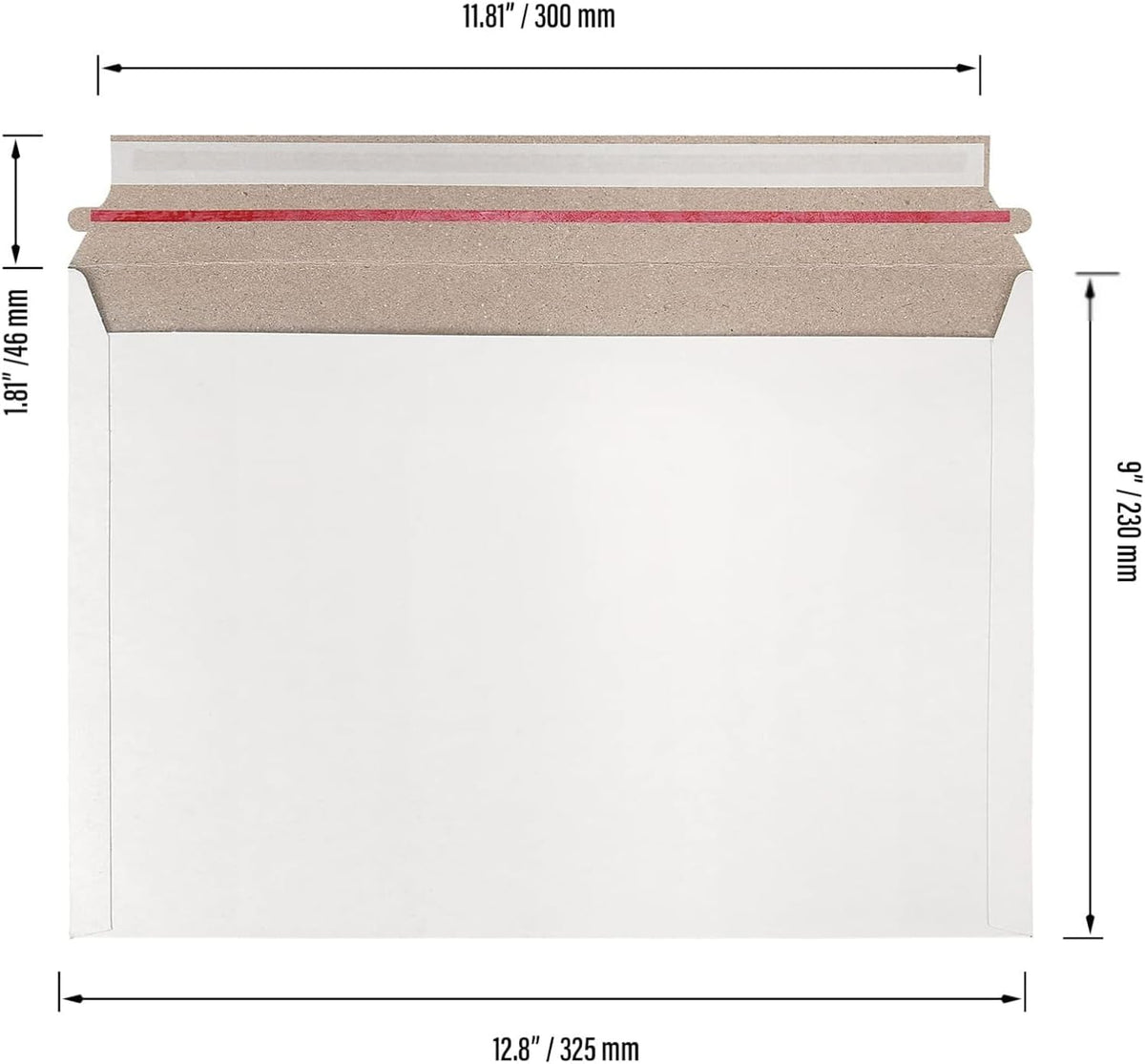 100 Pack 9x 12 Inch Stay Flat Mailers, 250 gsm Self Seal White Cardboard Envelopes, Stay Flat Envelopes for Files
