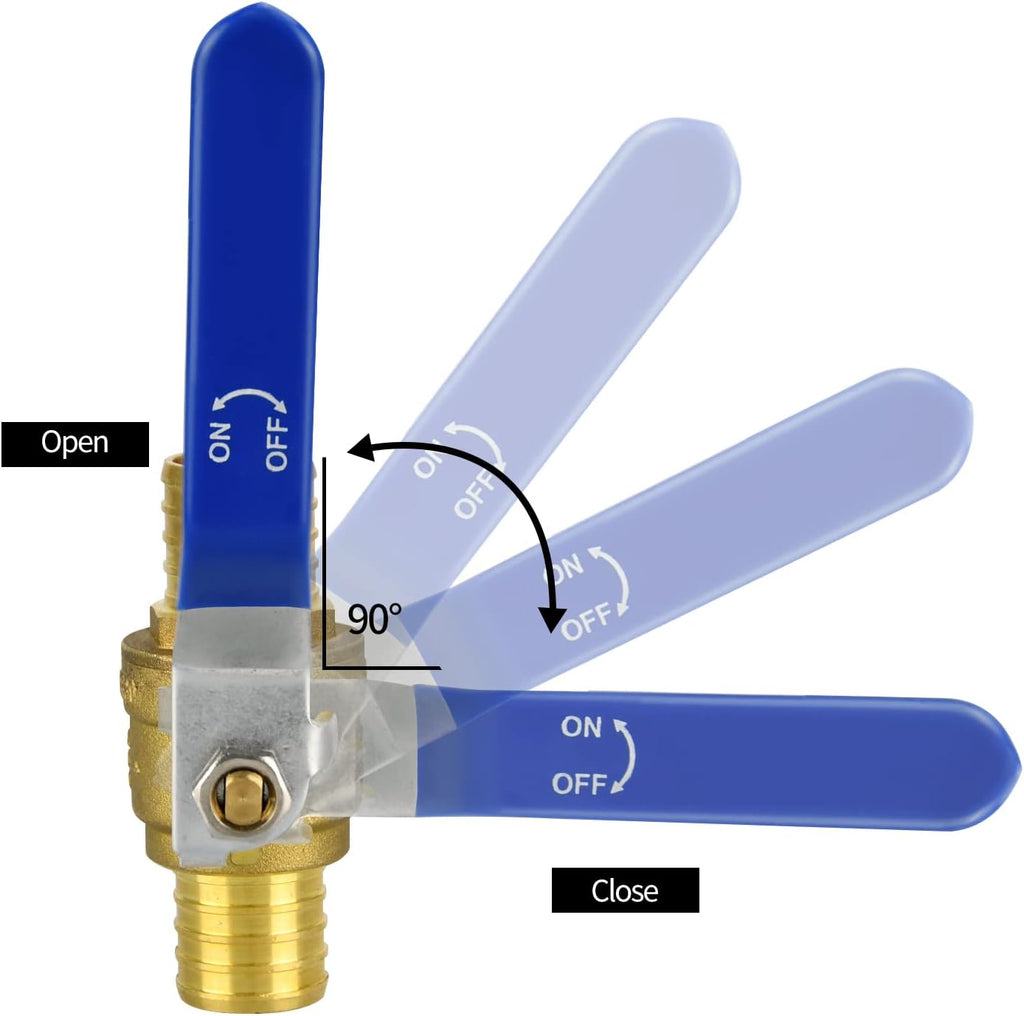 2 Pack 1" PEX Ball Valves, Brass Full Port Shut Off Valve