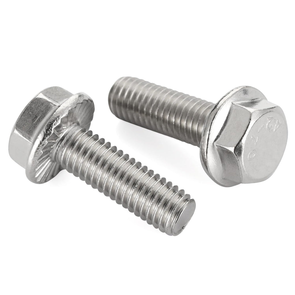3/8-16 x 1 Flange Hex Head Bolts, Stainless Steel 304, Fully Threaded, 10 PCS