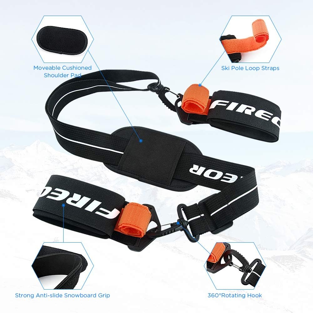 Ski Carrier Strap, Snowboard, Pole and Boot Carry Sling Band Kit Father's Day Gifts for Family Dad Men Women & Kids