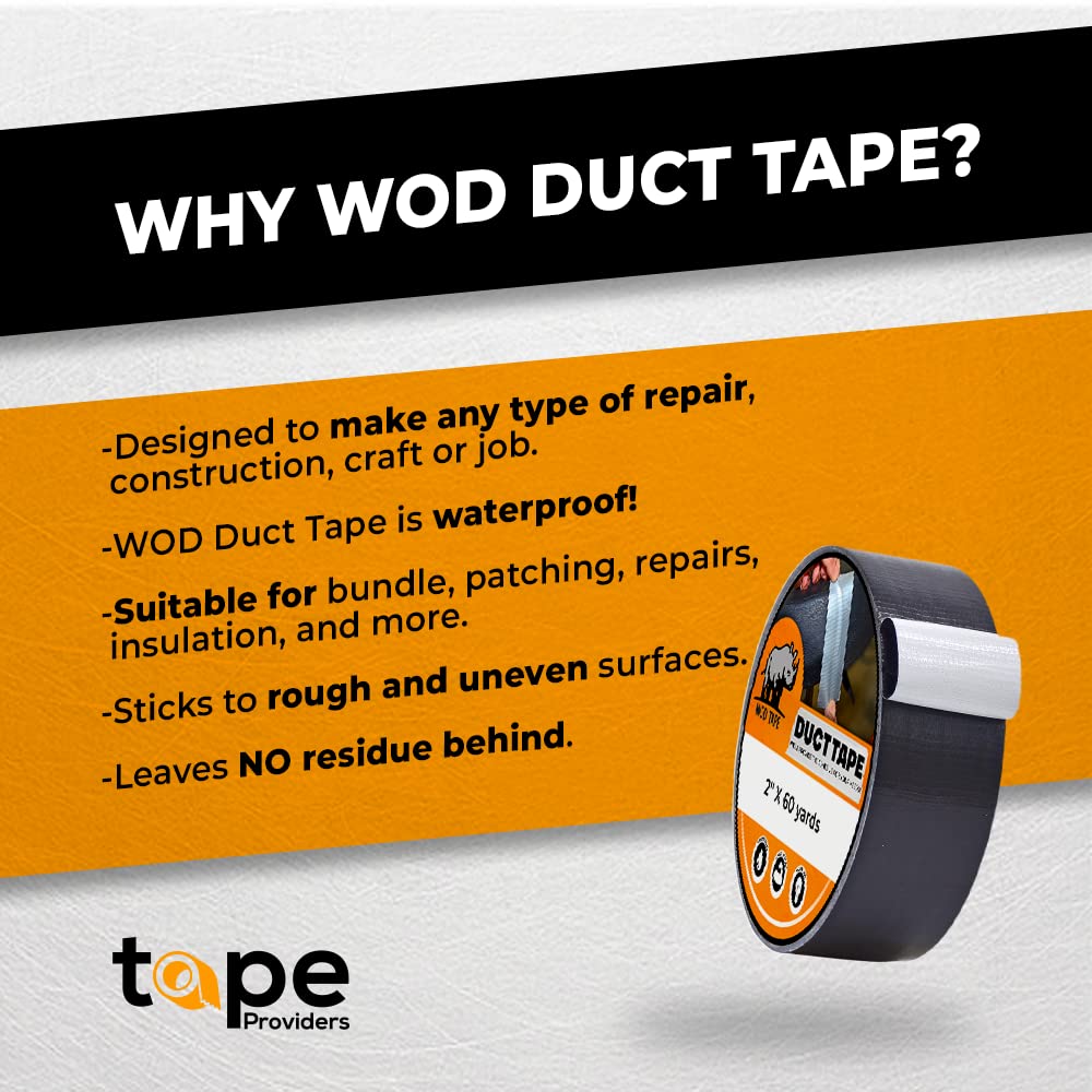 WOD Stripe Safety Contractor Grade Black & Yellow Duct Tape 12 Mil, 1 inch x 60 ft. Waterproof, UV Resistant for