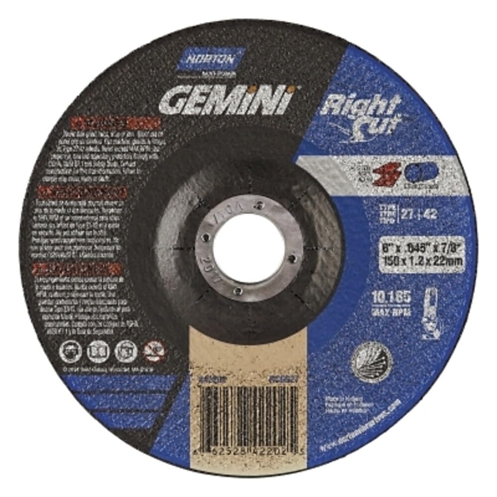 Norton Abrasives Cut Off Wheel Gemini 6 Inch Cutting Wheel, Right Angle Grinder Cutting Wheel, Pack of 25 cutting discs