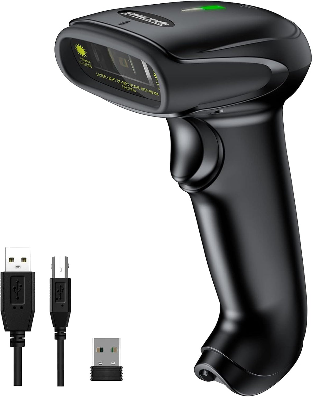 Wireless Barcode Scanner Versatile 2-in-1 (2.4Ghz Wireless+USB 2.0 Wired) Handheld Automatic 1D Laser Barcode Scanner