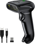 Wireless Barcode Scanner Versatile 2-in-1 (2.4Ghz Wireless+USB 2.0 Wired) Handheld Automatic 1D Laser Barcode Scanner