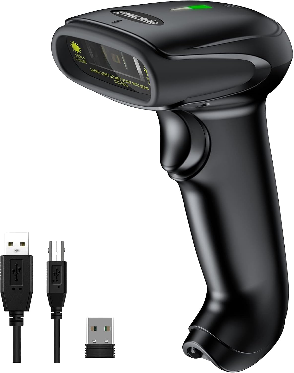 Wireless Barcode Scanner Versatile 2-in-1 (2.4Ghz Wireless+USB 2.0 Wired) Handheld Automatic 1D Laser Barcode Scanner