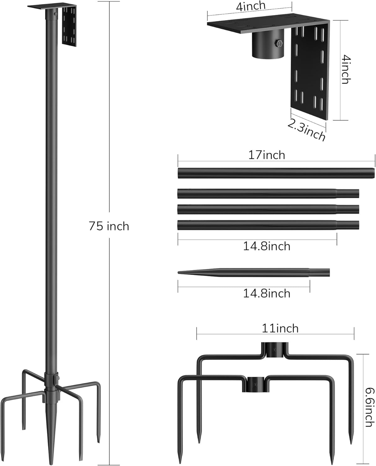 Bird Feeder Pole – 75 Inch Height Bird House Pole with 1-Inch Dia Heavy Duty for Birdfeeders, Feeding Stand with