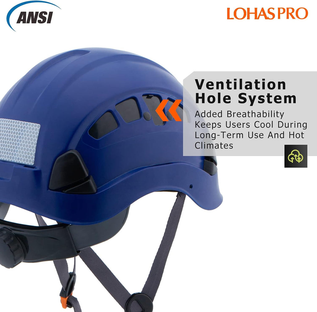 Hard Hats Construction Safety Helmet ANSI Z89.1 Approved OSHA Hardhat Vented Men Worker Blue Hard Hat with Chin Strap