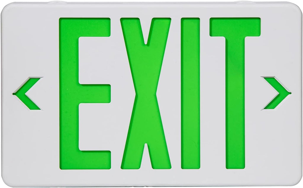 Green Exit Sign, LED Emergency Exit Light with Battery Backup, UL Listed, AC 120/277V, Hardwired Exit Signs with