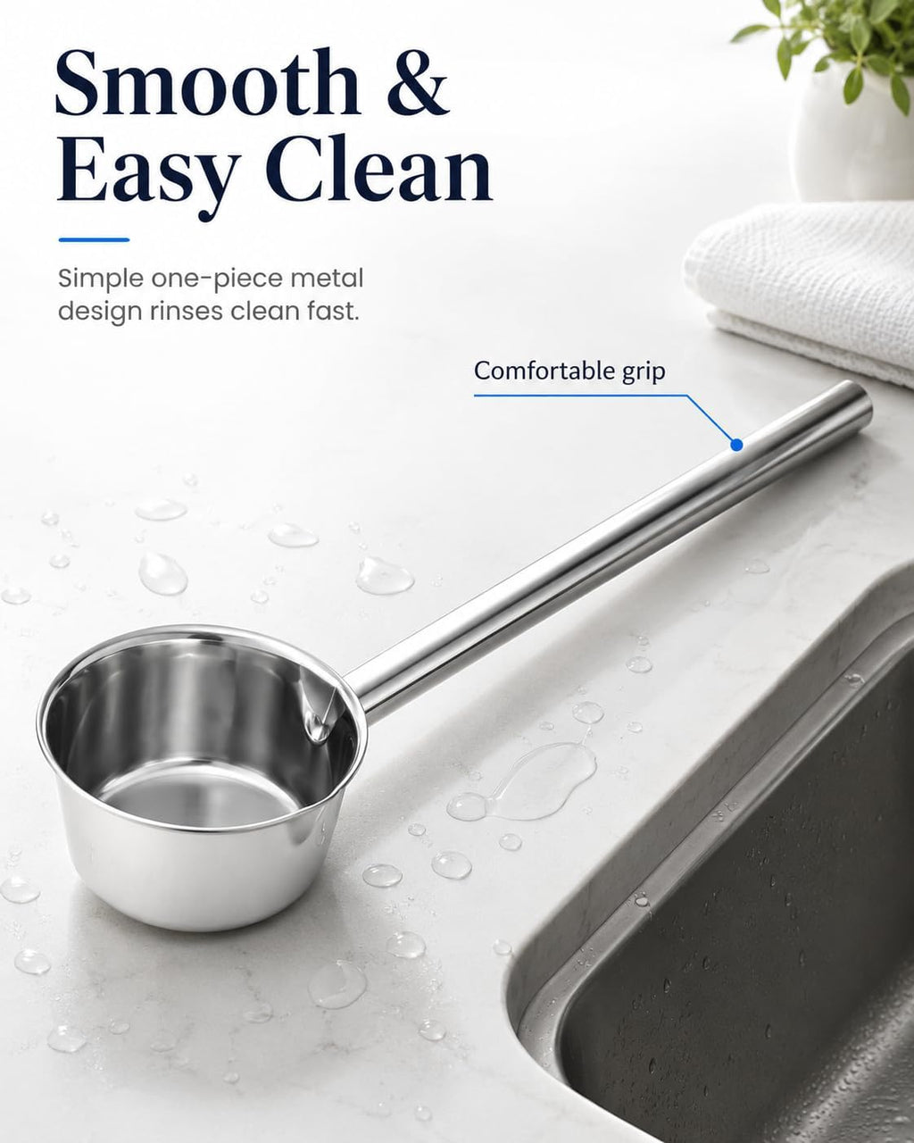 14'' Large Water Ladle with Pour Spout, Stainless Steel Handle