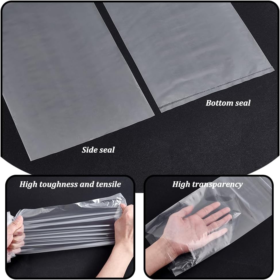 6x39 Inch Extra Long Plastic Sleeves 100pcs Flat Open Poster Bags Sleeves, Poster Poly Bags Clear Flat Open Bag