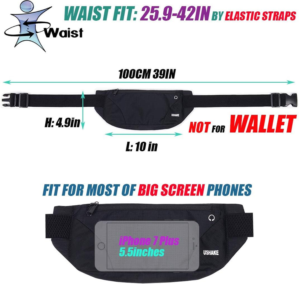 Running Belt,Men or Women Ultra Light Bounce Free Waist Pouch Bag Fitness Workout Belt Sport Waist Pack Exercise