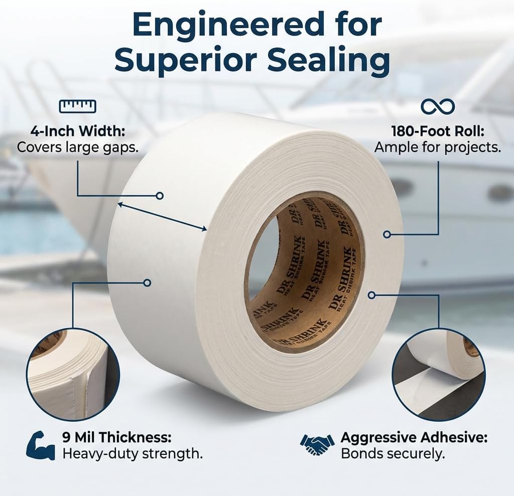 DS-704W White Heat Tape for Shrink Wrap, 4" x 180'