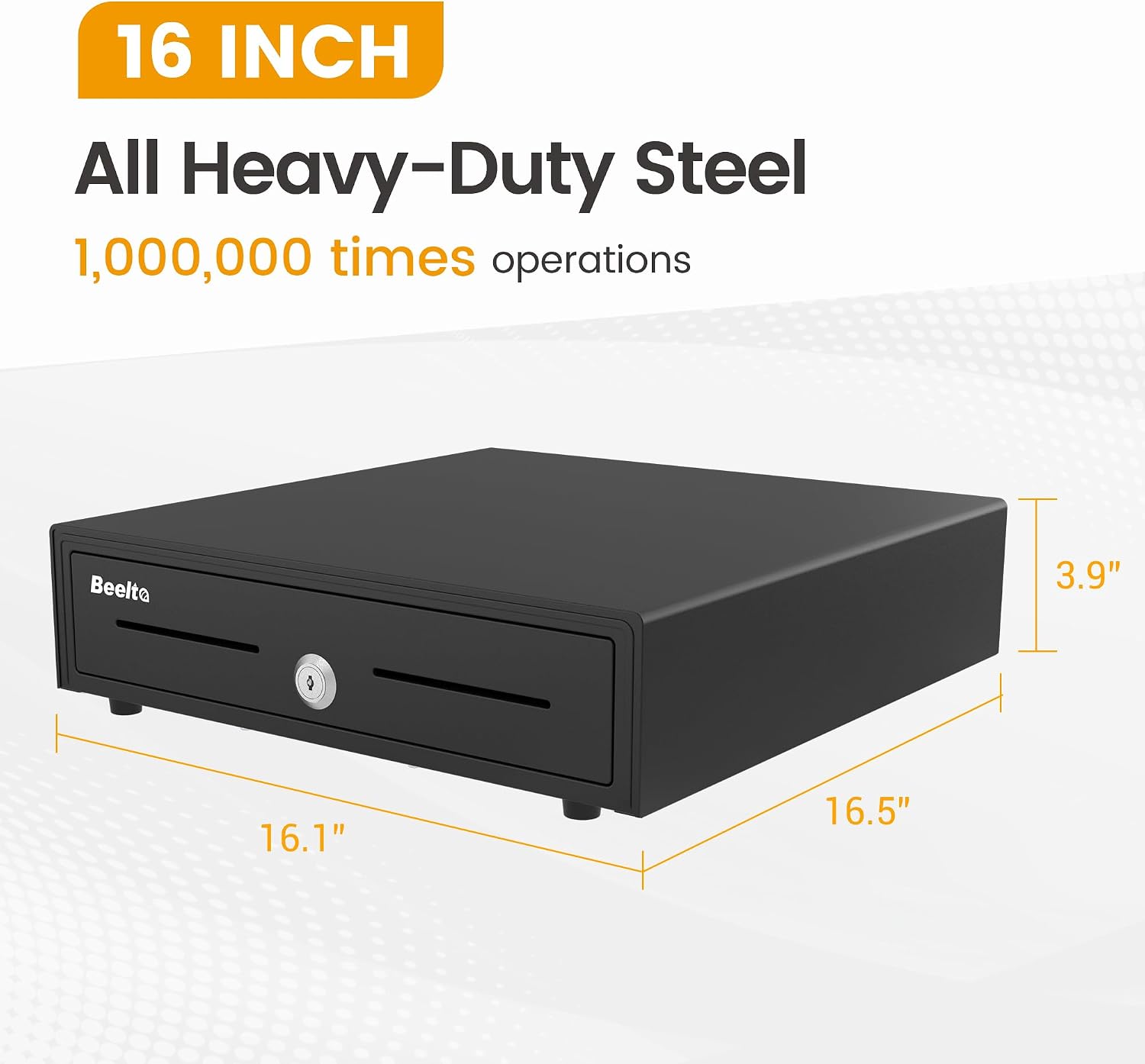 16" Heavy Duty Cash Drawer Auto Open – 5 Bill/5 Coin with Emergency Switch – RJ11/12 Compatible with Square, Clover