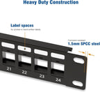iwillink Blank Keystone Patch Panel 24 Port, Network Patch Panel 1U, 2-Pack