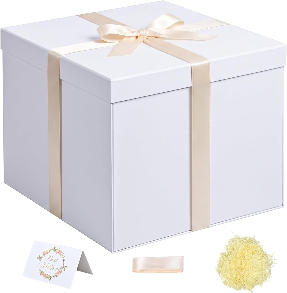Large White Gift Box with Lid for Presents, 12"x12"x10"