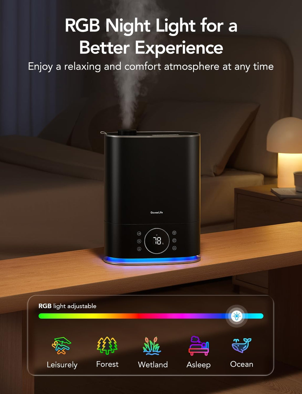 7L Smart Humidifier for Bedroom, Warm & Cool Mist for Large Room | Auto Mode, 70H Quiet Runtime for Baby, Plants