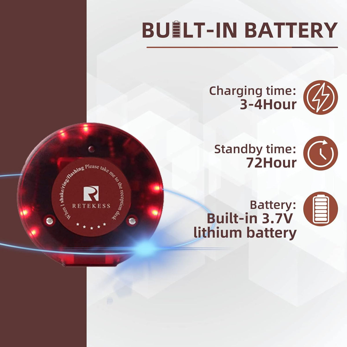 T119 Beeper Pager for Restaurant, Order Ready Buzzer, 10 Pagers