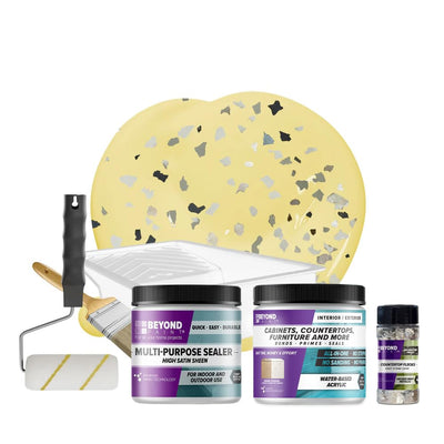 Smoked Gray Flecks Countertop Makeover Kit with Paint, Sealer, Flecks, and Tools for Countertops, Buttercream