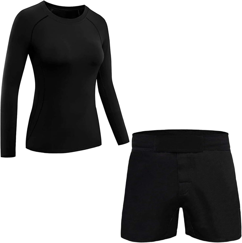 ROAR No Gi Full Set Ladies Sports Bra BJJ Leggings MMA Shorts & Grappling Rash Guard Female Fight Wear (Only For Ladies)