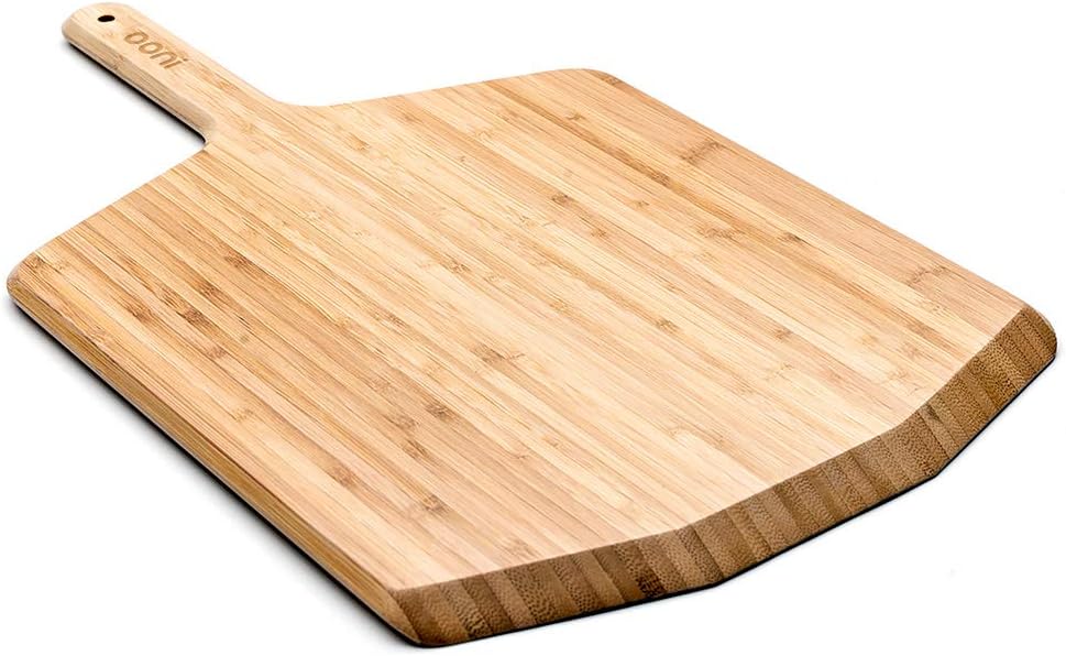 12” Bamboo Wood Pizza Peel –12 Inch Pizza Spatula Paddle, Wooden Pizza Cutting Board, Pizza Oven Accessories
