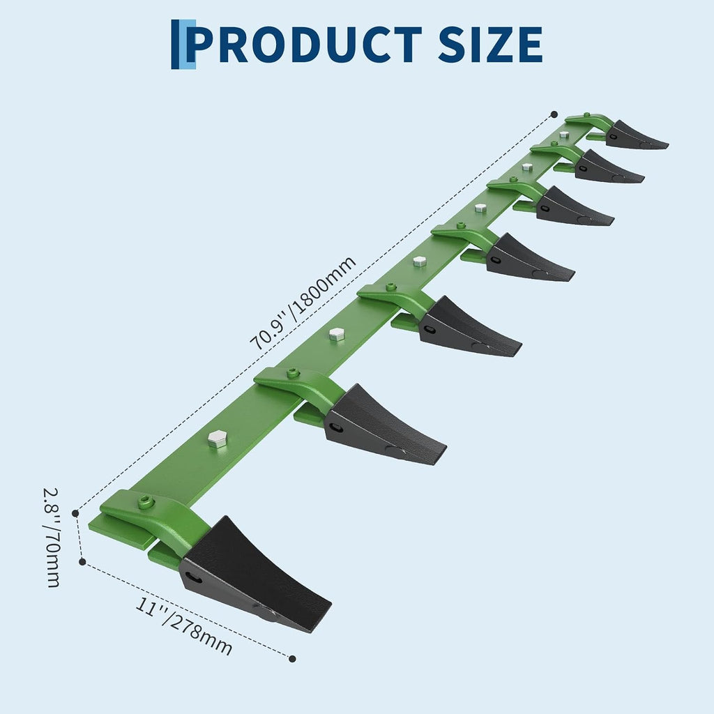 72" Bucket Tooth Bar, Heavy Duty Steel Fits 1/2" Cutting Edge, 6 Teeth Bolt-on Attachment for Compact Tractor & Skid
