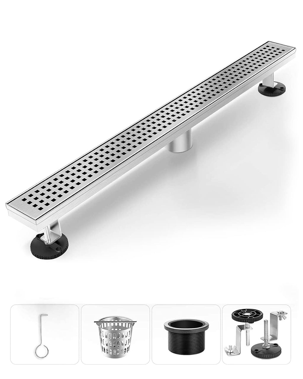 Shower Drain, Modern Linear Shower Drain 24 Inch (Brushed Nickel)