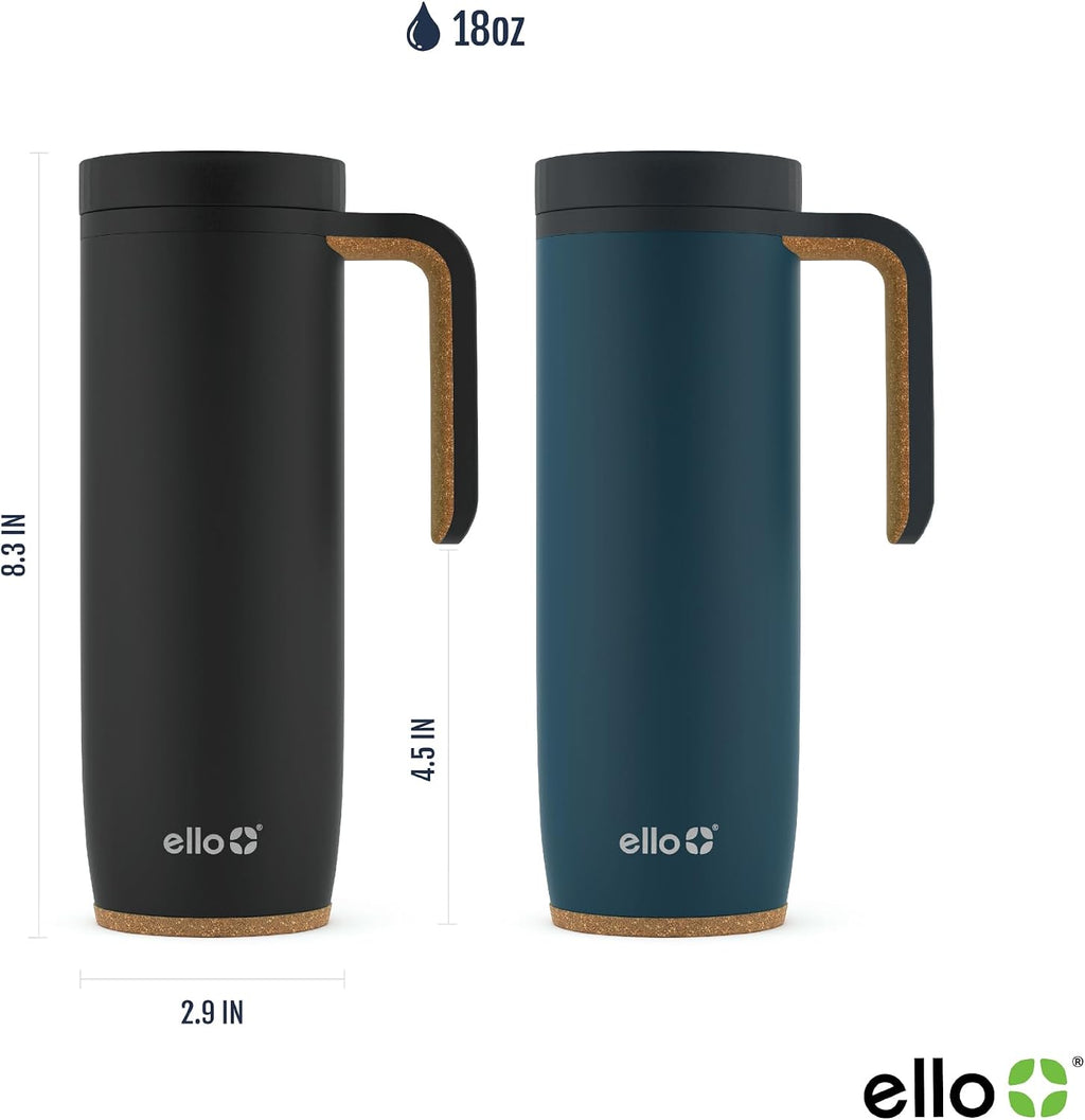 Magnet 18oz Vacuum Insulated Stainless Steel Travel Mug with Side Handle and Leak-Proof Slider Lid and Built-in