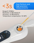 Digital Brix Refractometer with ATC, 0-55% Range and ±0.2% Accuracy