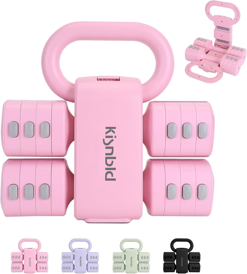Adjustable Dumbbell Set, 2-in-1 Dumbbells & Kettlebell,Hand Weights | 2.2-5.5lb Each Free Weights for Women Beginners