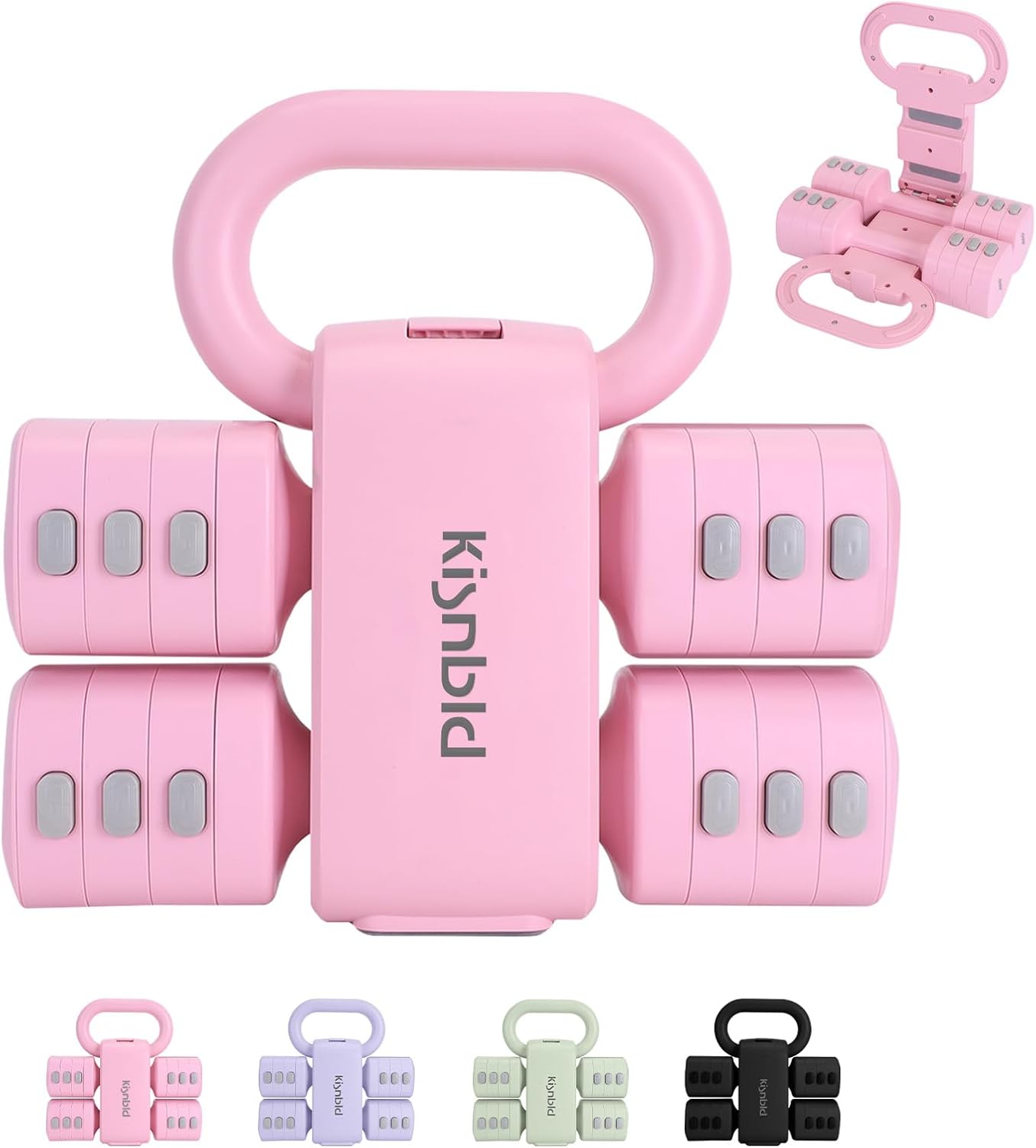 Adjustable Dumbbell Set, 2-in-1 Dumbbells & Kettlebell,Hand Weights | 2.2-5.5lb Each Free Weights for Women Beginners
