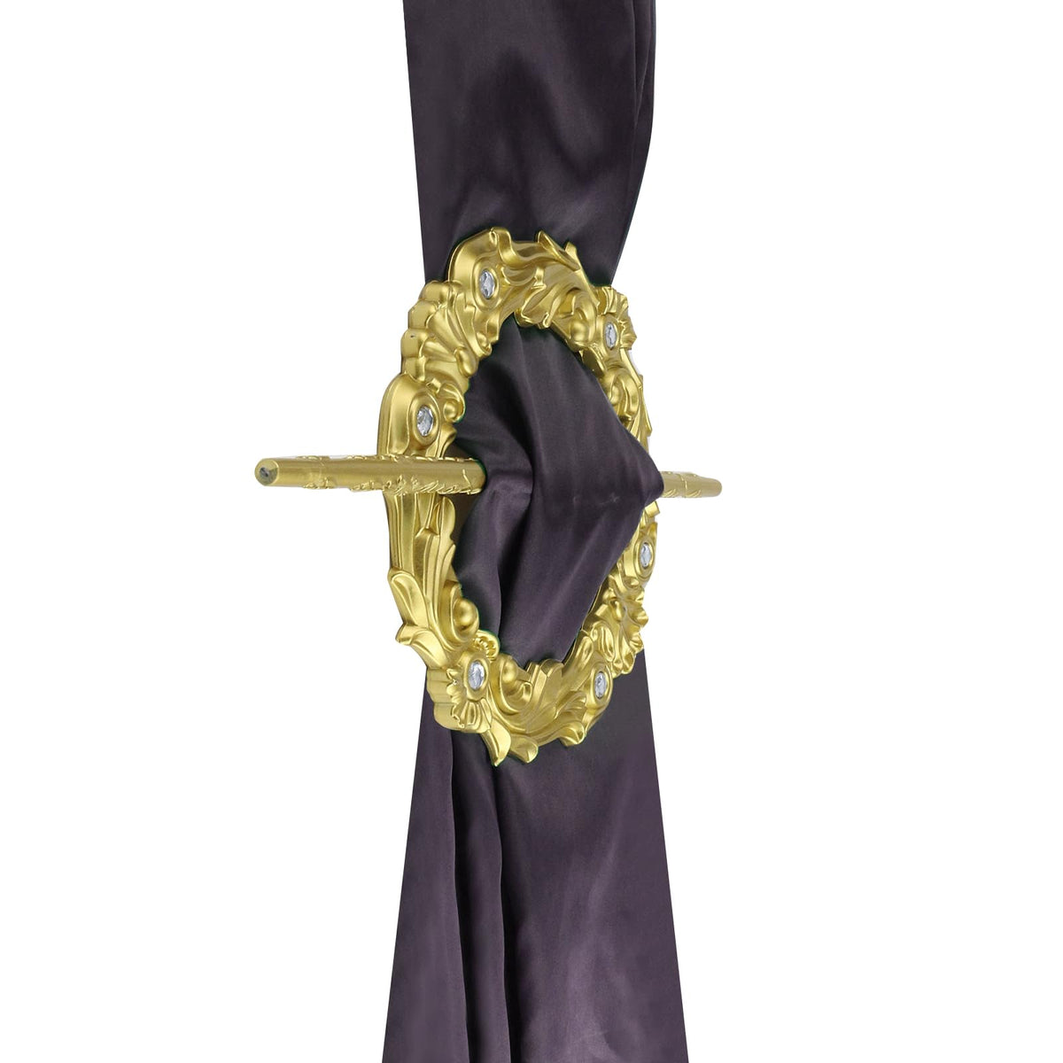 2 Pack Gold Crown Curtain Tiebacks, Gold Round Drapery Holdbacks