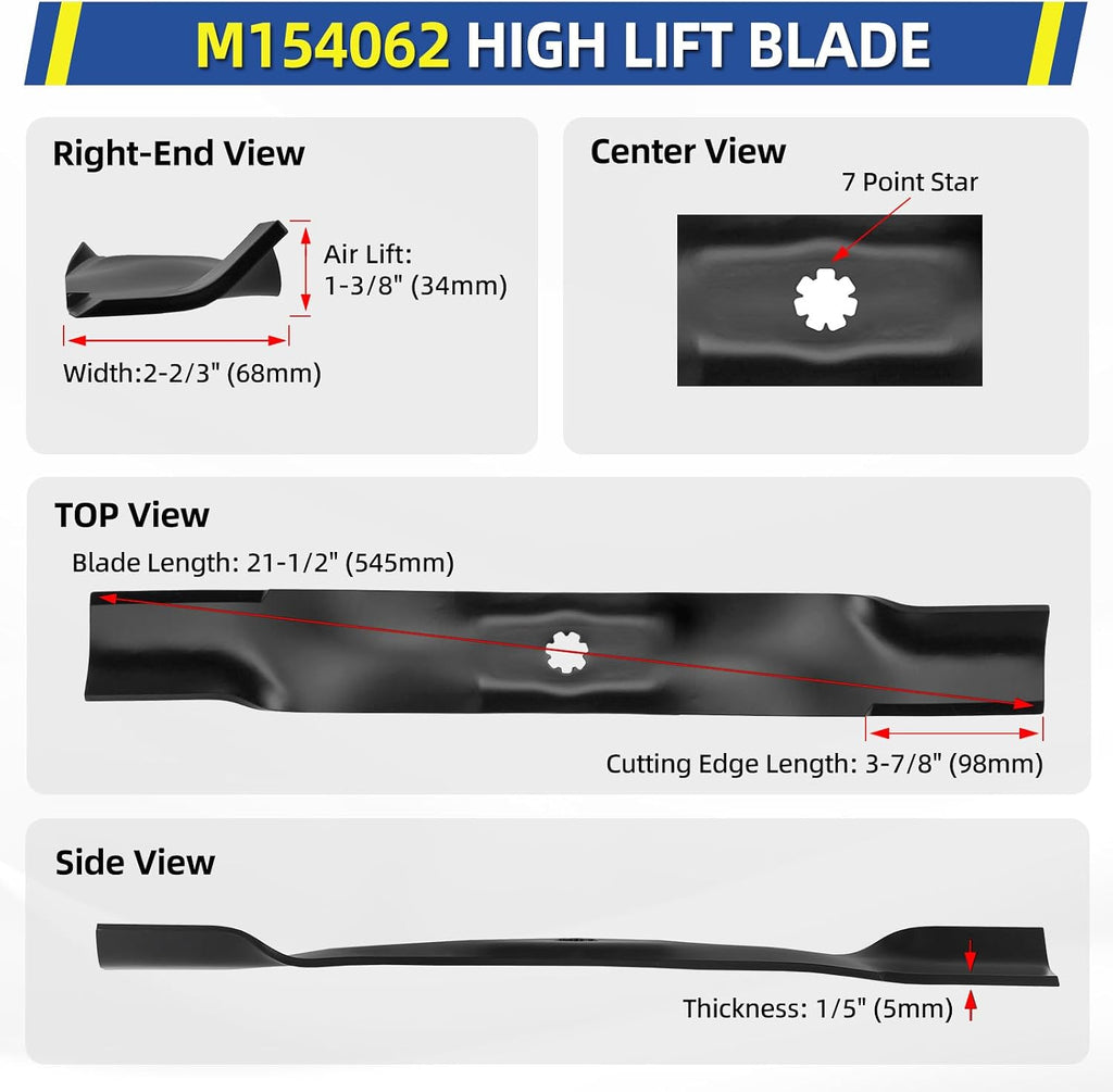 GICOOL AM137327 High Lift Mower Blades for John Deere 42" Deck Mower, 2PK