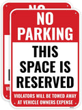 2PC Reserved Parking Sign, 14 x 10 Inches - Aluminum - No Parking This Space Is Reserved Metal Sign - Private Parking