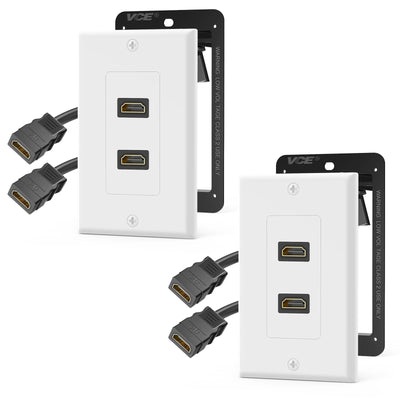 VCELINK 4K HDMI Outlet Wall Plate 2-Port Kit, with Mounting Bracket, 2 Pack