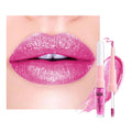 Hot Pink Metallic Glitter Lip Liner and Lipstick Combo Lip Gloss Stain Set Makeup for Women Long Lasting Waterproof