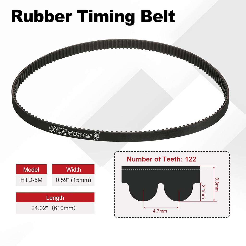 HTD 5M Timing Belts, 610mm Pitch Length x 15mm Width x 3.8mm Height