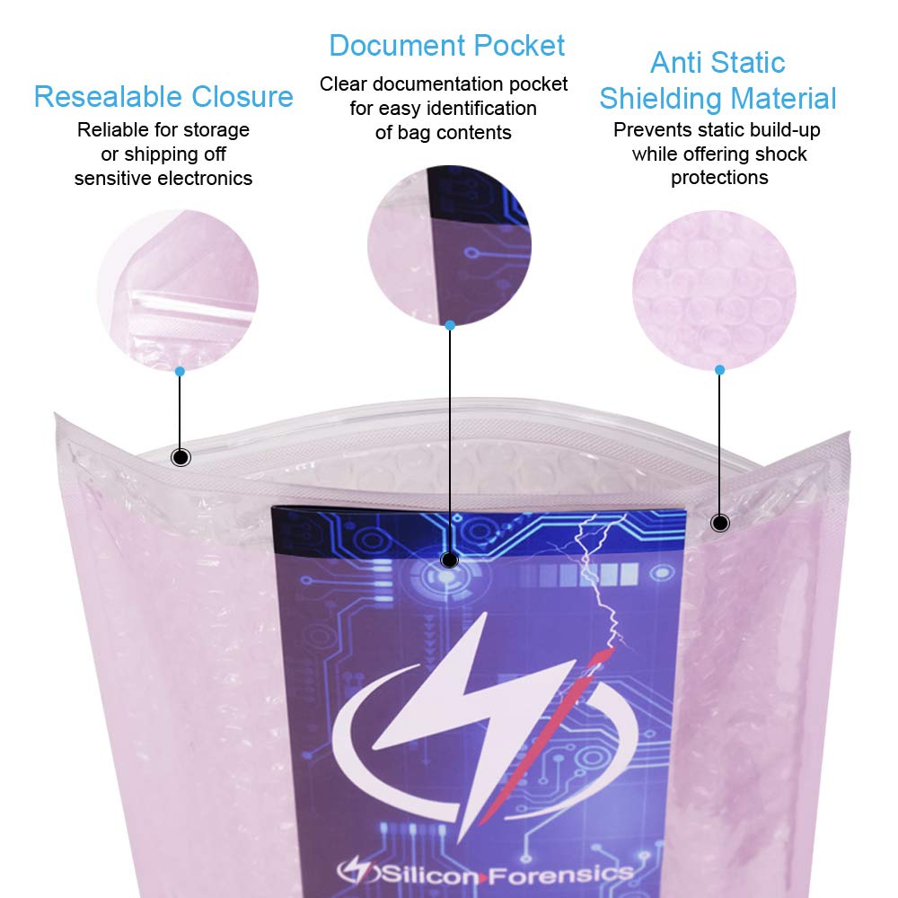 Anti Static Bubble Bags, Resealable Static Shielding Bag, Reusable for Sensitive Electronic Components (XX-Small Qty