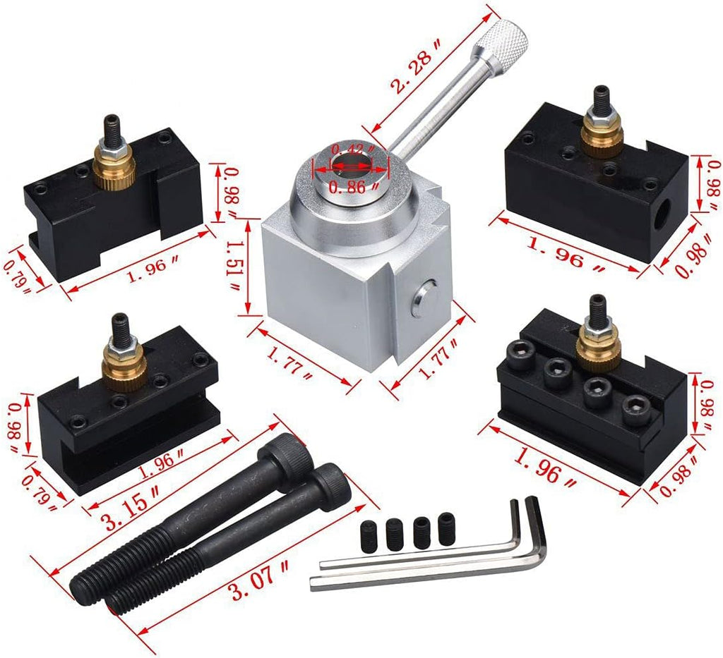 Mini Lathe Quick Change Tool Post & Holders Multifid Tool Holder Kit Set for Table